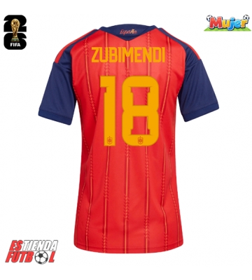 España Martin Zubimendi #18 Primera Equipación Mujer Mundial 2026 Manga Corta